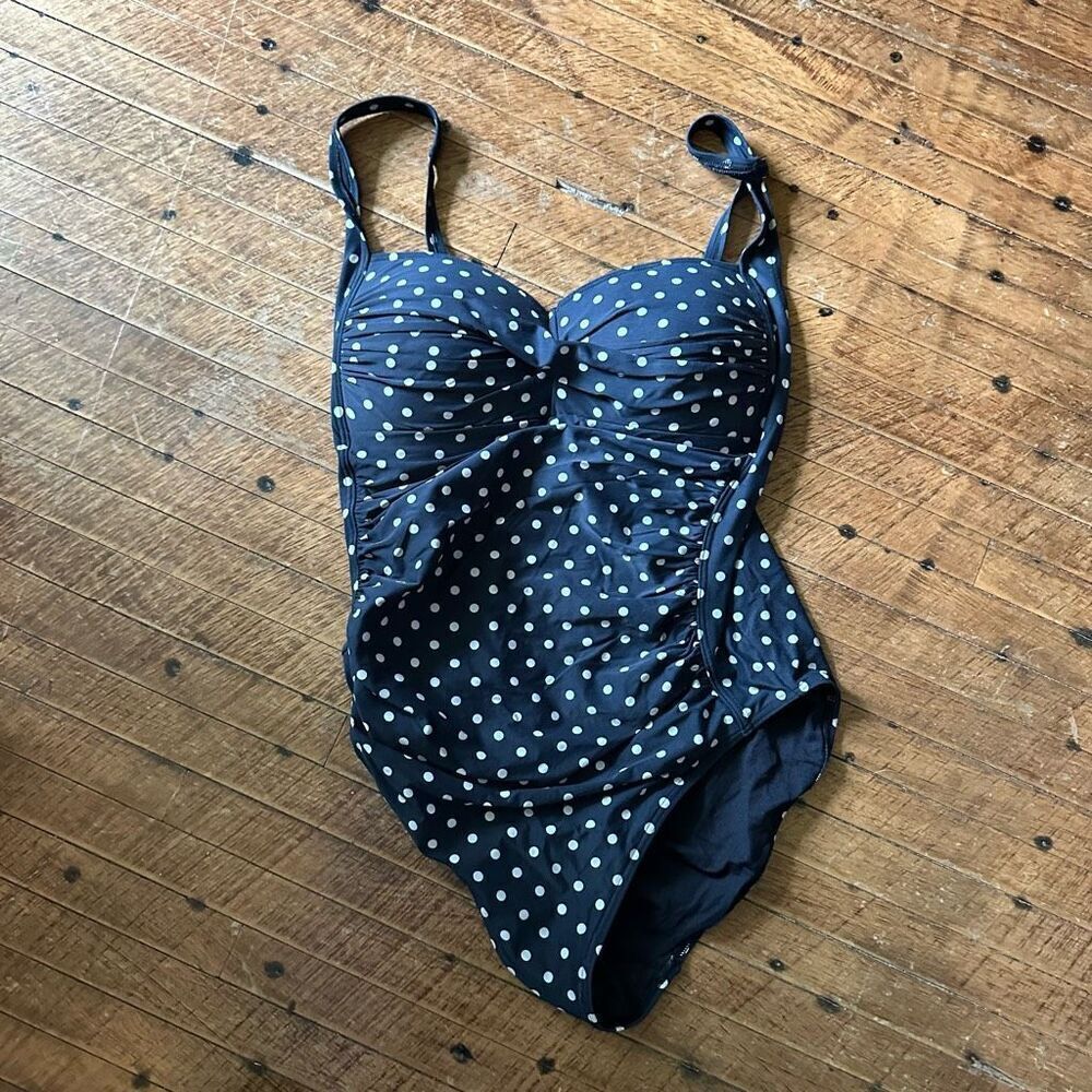 Bond Eye Australia gathered ruched 10 polka dot one piece swimsuit